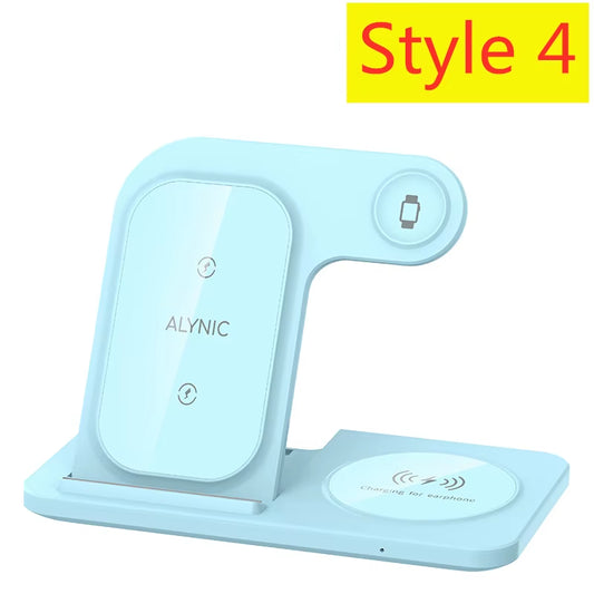 200W 3 in 1 Wireless Charger Stand Pad Foldable Fast Charging Station Dock for Iphone 16 15 14 13 12 11 X 8 Apple Watch Airpods