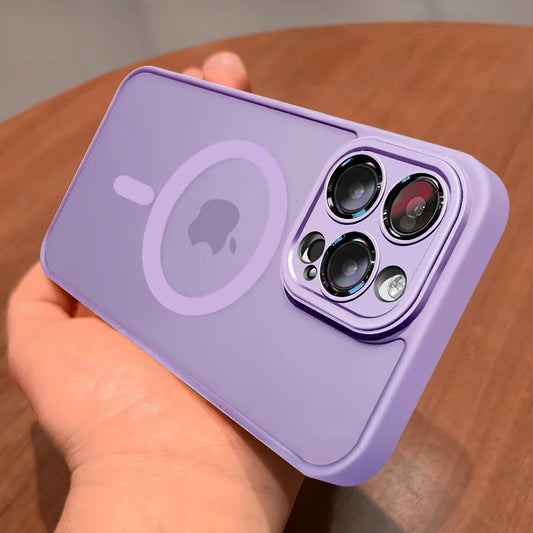 Magnetic Luxury Matte Translucent Armor Shockproof Case for Iphone 16 15 14 13 12 17 Pro Max plus Magsafe Wireless Charge Cover