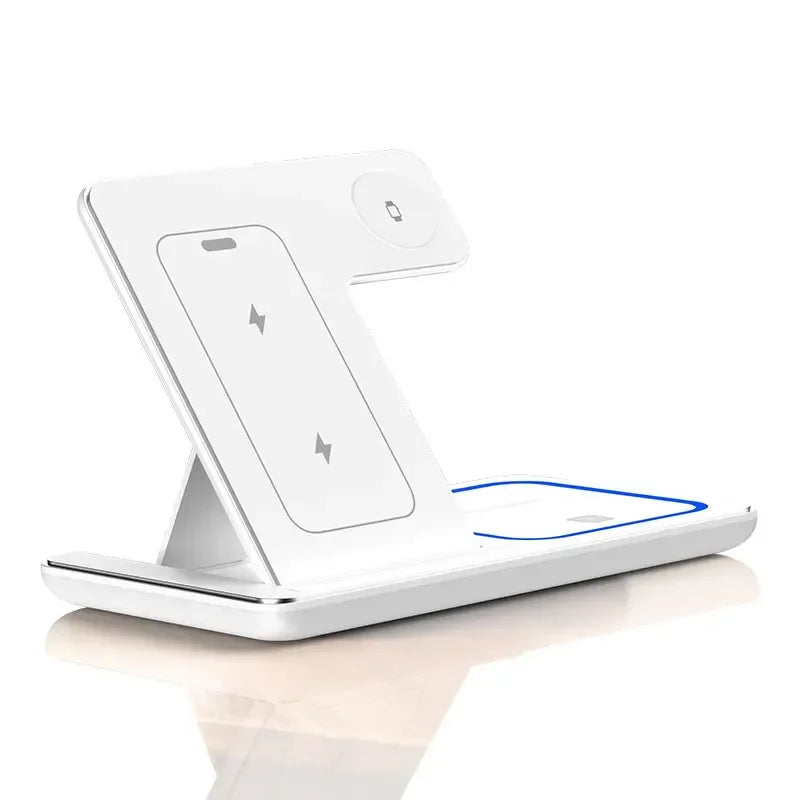 200W 3 in 1 Wireless Charger Stand Pad Foldable Fast Charging Station Dock for Iphone 16 15 14 13 12 11 X 8 Apple Watch Airpods