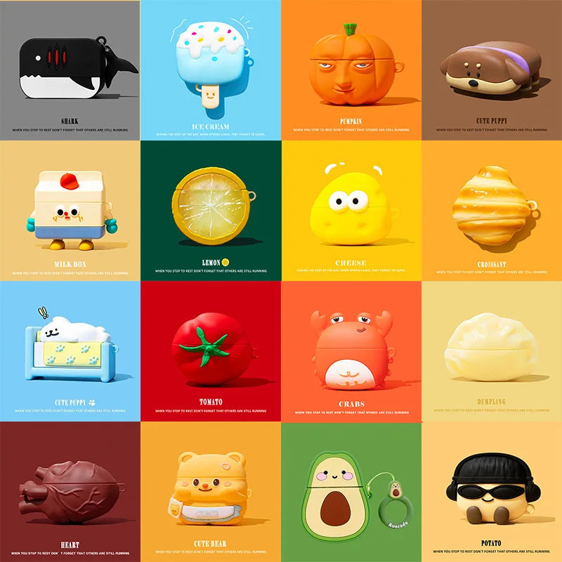 3D Ice Cream Puppy Cartoon Cover for Airpods 4 Case Cute Earphone Case for Airpods Pro 2 Charging Cover for Airpods 4 3 2 1