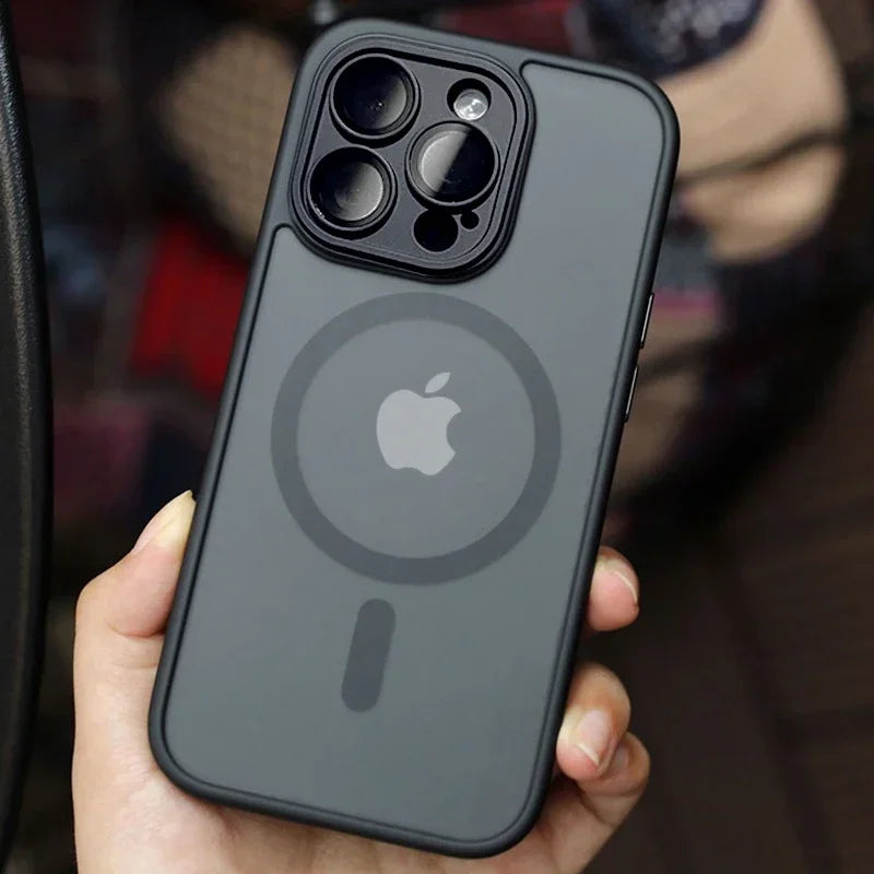Magnetic Luxury Matte Translucent Armor Shockproof Case for Iphone 16 15 14 13 12 17 Pro Max plus Magsafe Wireless Charge Cover