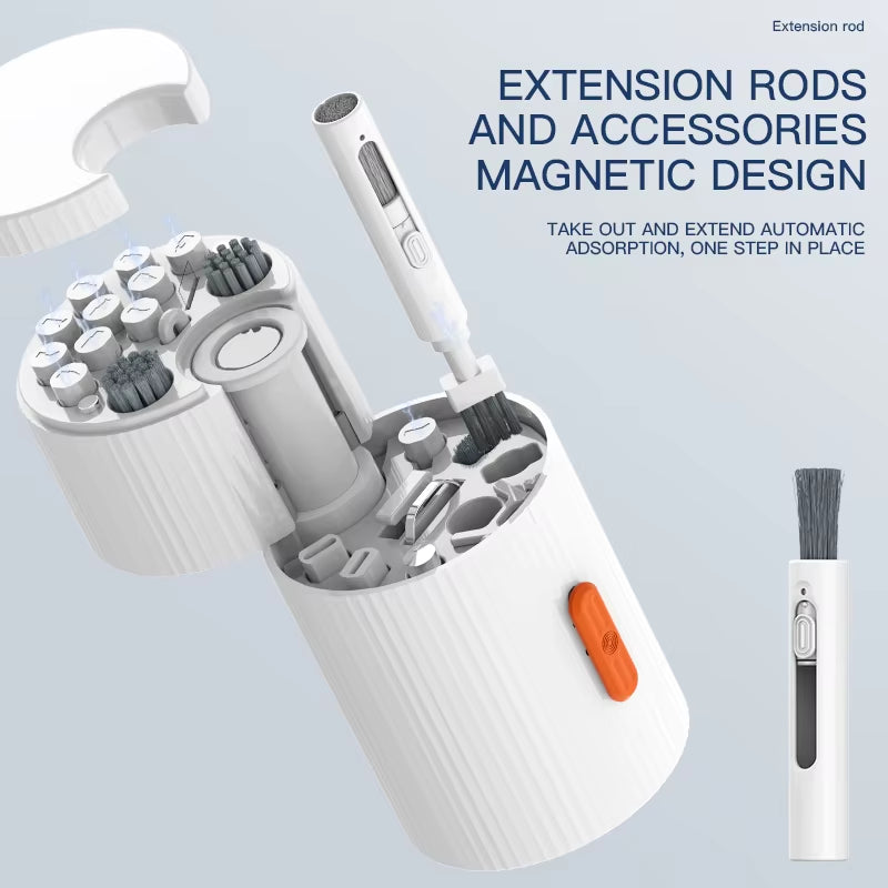 QM33 Magnetic Rotating 33 in 1 Cleaning Kit, Multifunctional Tool Set for Phone Camera Lens Keyboard PC Laptop Screen Drone